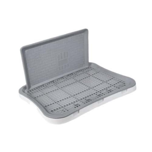 MYCENSE Indoor Dog Potty Tray Pet Training Toilet Lattice Keep Paws and Floors Clean Dog for Small and Medium Dogs Bunny, White Gray