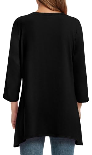 Image of OFEEFAN Tunic Tops for Women Loose Fit Dressy 3 /4 Length Sleeve Womens Tops with Asymmetrical Hem S-4XL