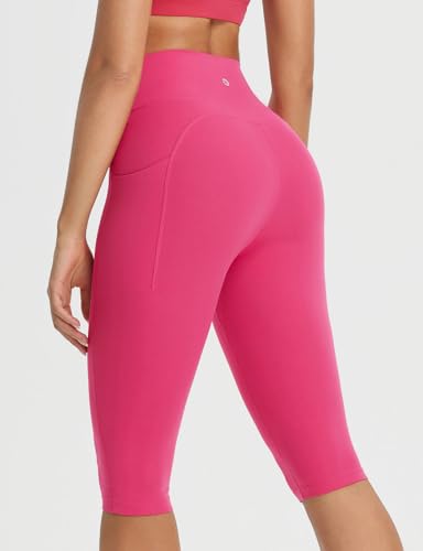 Image of baleaf Capri Leggings for Women Knee Length Yoga Workout Capirs Leggings with Pockets Tummy Control Stretch