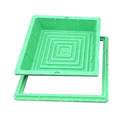Cubierta de drenaje cuadrada para aguas residuales en el suelo y tapa de tanque séptico con agujero de drenaje y ranura de elevación para plantar césped (80 cm), duradera y resistente a la intemperie