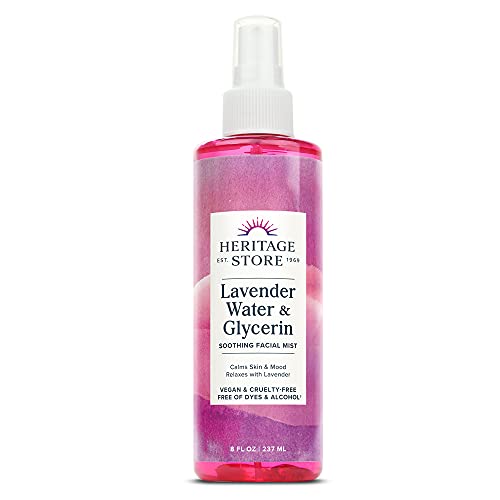 Heritage Store Lavender Water & Glycerin Soothing Facial Mist | Calms Skin & Mood | Refreshes & Hydrates | Vegan | 8oz