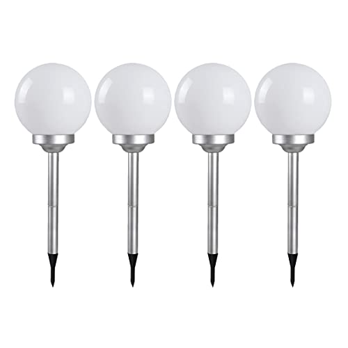 JUANIO Lot de 4 Boule Lumineuse Solaire pour Jardin, Lampe LED de Jardin, borne Solaire, éclairage Solaire d'extérieur - Diamètre 20 x Hauteur 53 cm