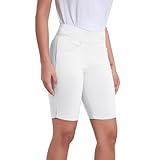 Vaute Women'S Golf Shorts - 10' High Waist Stretch Bermuda Shorts With 4 Pockets, Breathable Moisture-Wicking Athletic Shorts For Golf, Tennis, Running - Upf 50+ Sun Protection - White, Size 8