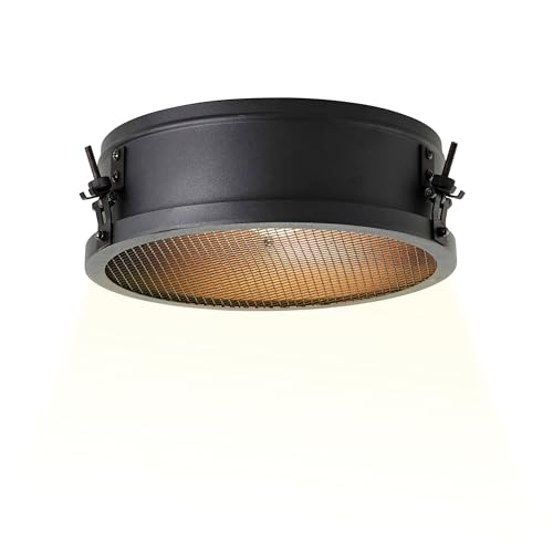 Lightbox Deckenleuchte Ø 30 cm - Industrial Deckenlampe in Schwarz - Retro Deckenlampe E27 Fassung (1x) - exkl. LED