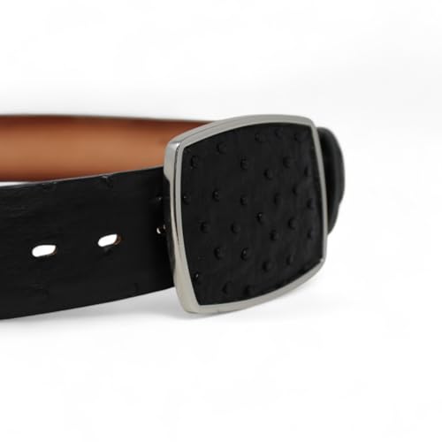 Genuine Black Ostrich Skin Belt – Real Full-Quill Skin, Dress or Casual, Removable Buckle2