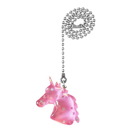 Pink Unicorn fan or light pull with embedded silver stars handmade by Mossy