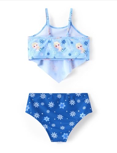 Image of Disney Frozen Elsa Stitch Moana Toddler Girls Two Pieces Ruffle Strap Bikini Top and Bottom Set Beach Swimsuit