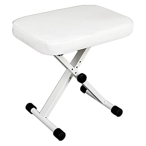 Miwayer Advanced Keyboard Bench, 4 Levels Height Adjustable Piano Stool, X-Style Piano Bench, Sponge Padded Piano Chair (Padded White) Cover