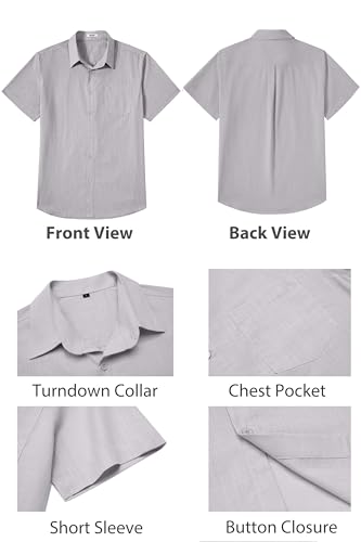 Image of COOFANDY Men's Button Down Short Sleeve Shirt Casual Cotton Summer Beach Wedding Linen Shirts with Pocket