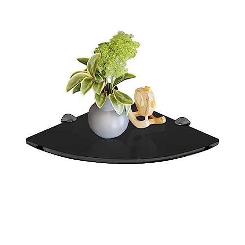 Fab Glass And Mirror 12" X 12" Black Floating Corner Chrome Brackets Glass Shelves, #TOP28
