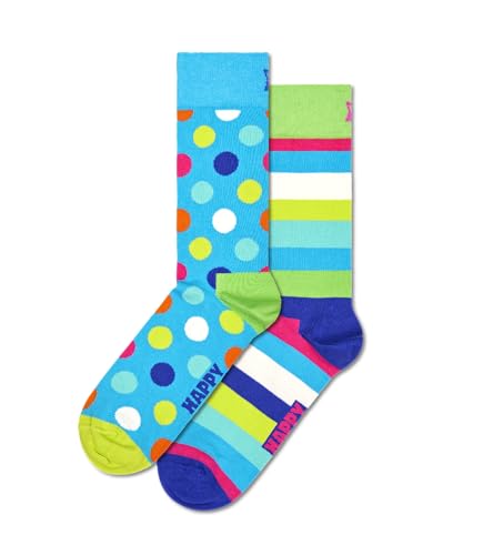 Happy Socks Fun Blue Crew Socks SetS, for Men and Women, made with Sustainable Cotton (US, Alpha, Small, Medium, Regular, Regular, 2-Pack Light Blue Mix Socks Gift Set)2