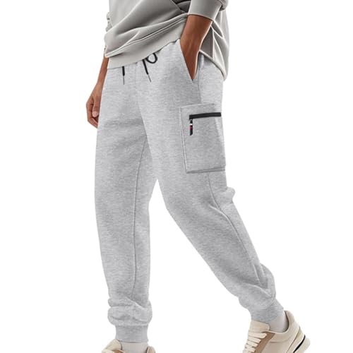Elastic Waist Sweatpants for Men Cotton Loose Straight Sweatpants Stretch Outdoor Work Pant with Multi Pockets