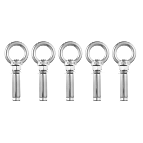 Image of uxcell Ring Lifting Expansion Eyebolt, 10pcs M10x60mm 304 Stainless Steel Expansion Screw with Eye Ring for Concrete Brick Wall