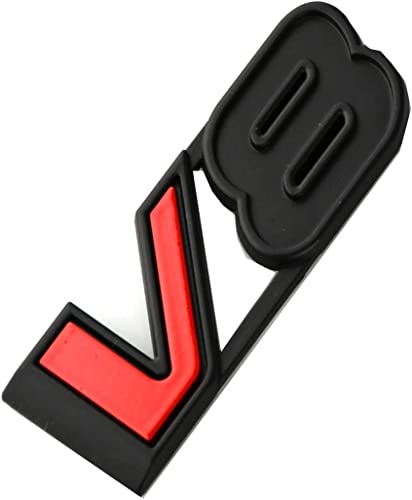 Image of 1x V8 Emblem 3D Badge Car Decal Nameplate Replacement for All Car Truck Canyon Colorad (Black /Red)