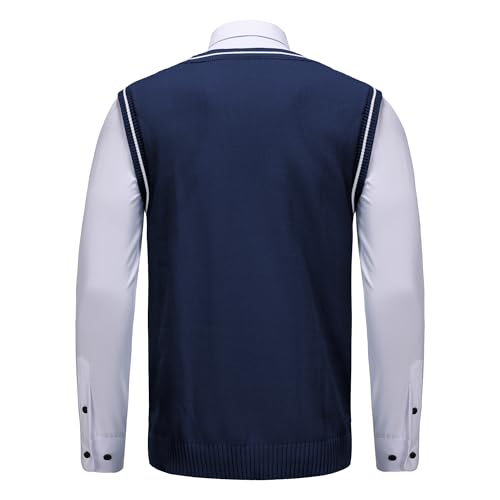 Sweater Vest Men - Men's V Neck Cotton Vest，Pullover Cable Knit Vest for Men Fit Business Casual for Fall Winter Layering2