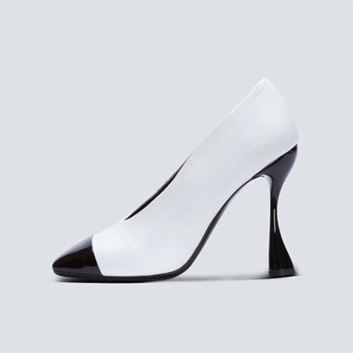 Sexy Women's Fashion Black Stiletto Hoof Heels Pumps, Sweet Square Toe Elegant High Heels for Party, Banquet and Weding,9,White3