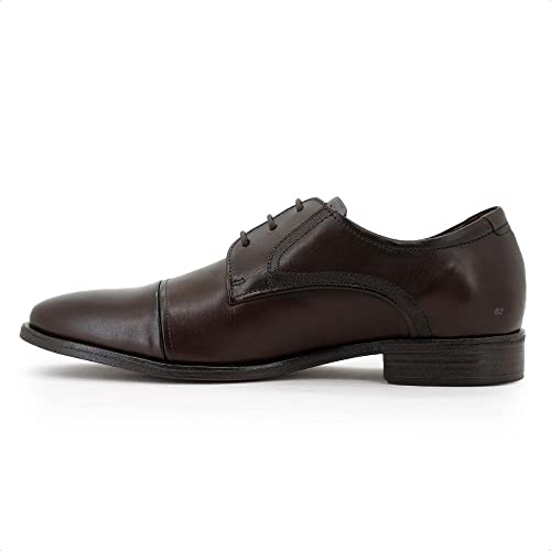 Sapato de Couro Smart Comfort Madison Hi-Soft 32 Marrom Cadarço-Marrom-39