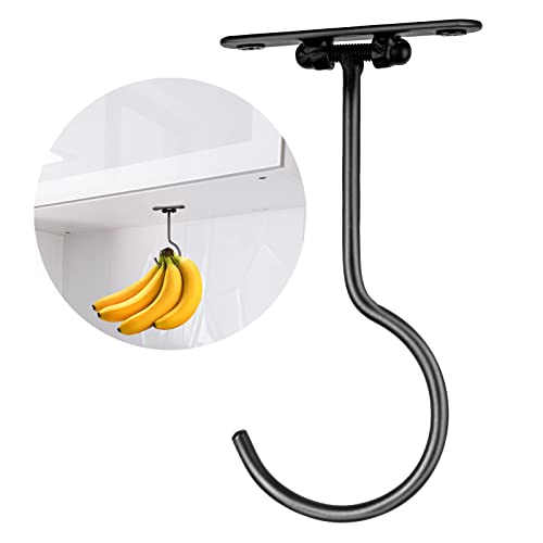 JINIHFW Banana Hook,Under Cabinet Banana Hook Foldable,Metal Banana Holder Hook Under Cabinet to Keep Bananas Fresh,Banana Hanger Hook