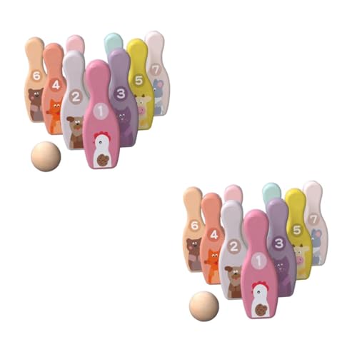 Milisten 2 Juegos Bolos para Toys Family Games Party Games Juguete Deportivo para Juguete de Bolos minijuego de Bolos Bola de boliche para de Madera Colorful