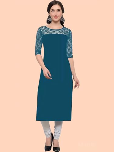 Image of Women's Crepe A-line Straight Kurtis, Plain Casual Wear Kurtis