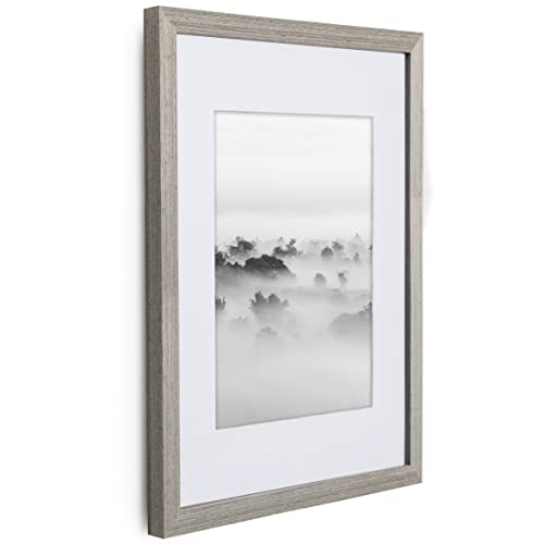 Ecohome 18X24 Picture Frame Grey Wood - Matted For 12X18 Poster, Frames #TOP7