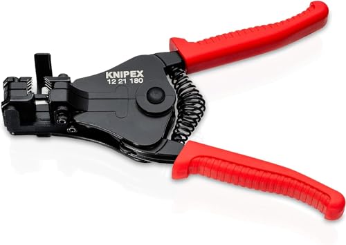 KNIPEX Pince à dénuder avec couteaux de forme noire laquée gainées en plastique 180 mm, 12 21 180