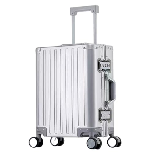 Suitcase All-aluminum Suitcase Aluminum-magnesium Alloy Suitcase Aluminum Frame Trolley Case Universal Wheel Case Suitcase Tags(Silver,26in)