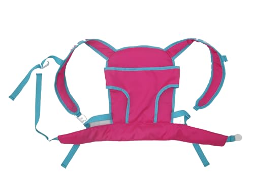 KOOKAMUNGA KIDS Baby Doll Carrier - Adjustable Straps to Fit All w/Comfort Padding - Works as a Front Doll Carrier & Doll Backpack Carrier - Soft Headrest - Ideal for Dolls Up to 18” - Pink Flower