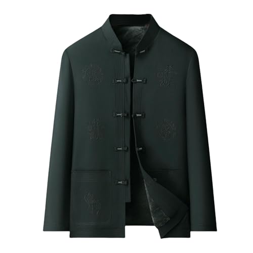 Veste style chinois en coton tricoté pour homme avec doublure polaire chaude d'hiver