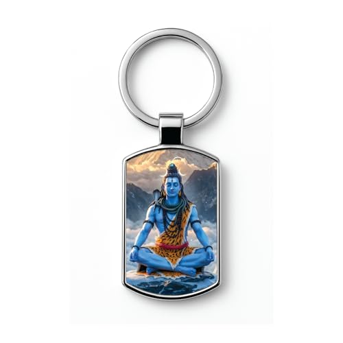 Stylish Metal Keychains with Permanent Glossy Print – Inspirational Quotes & Spiritual Designs – Perfect Key chains for loved ones, Personal Use, Gifts & Return Gifts (Shiva, S14)
