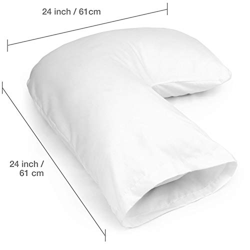 Image of DMI Body Pillow, Side Sleeper Pillow and Pregnancy Pillow with Contoured Support to Eliminate Neck, Back, Hip, Joint Pain and Sciatica Relief with Removable Washable Cover, Firm, U Shape Neck Pillow
