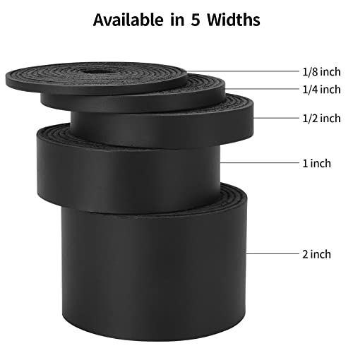 Ringsun 2" Wide Black Leather Flat Straps for Crafts, Full Grain Leather Strips for Crafts, Tools (2mm Thick, 72.5" Long)