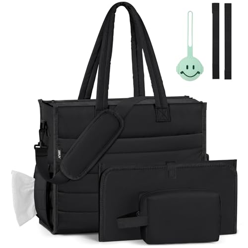 Image of IBFUN Diaper Bag Tote for Baby - Large Baby Bag 4Pcs with Waterproof Changing Pad Pacifier Case, Travel Hospital Mommy Bag