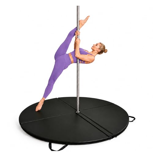 Colchoneta Plegable Para Pole Dance, Alfombrilla Circular Gruesa Con Asas Portátiles; Cojín De Seguridad De Piel Sintética Para Yoga, Gimnasia, Gimnasios En Casa Y Entrenamientos Black 200cm/78.74in