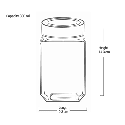 Image of Treo by Milton Cube Storage Glass Jar, 800 ml, Transparent, BPA Free, Kitchen Storage Organizer, Modular, Multipurpose Spice Jars