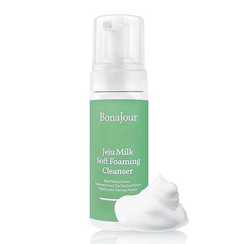 [BONAJOUR] Jeju Milk Soft Foaming Low pH Cleanser, Natural Face Wash For sensitive skin for Daily Face Washing 5.3 Fl. Oz