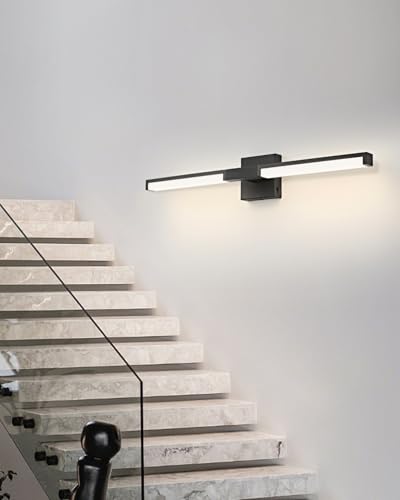 Image of OKELI Modern Bathroom Light Fixtures Over Mirror, 24 Inch Matte Black Vanity Light Bar for Bathroom, 12W 5CCT Diammable Wall Light