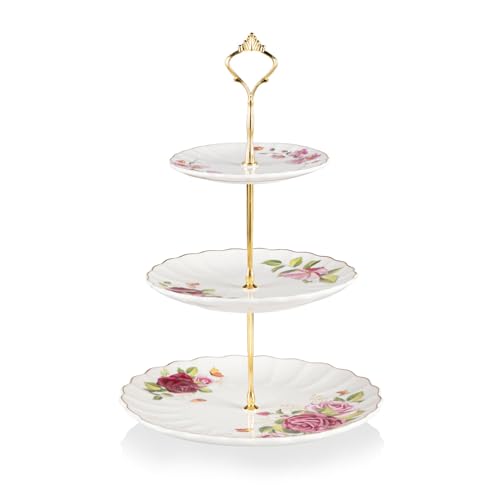 Sweejar 3-Tier Ceramic Cake Stand for Weddings