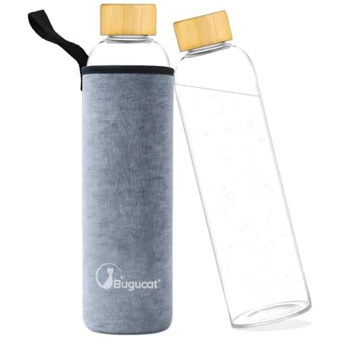 Bugucat 750ML Borosilicate Glass Water Bottle Cover