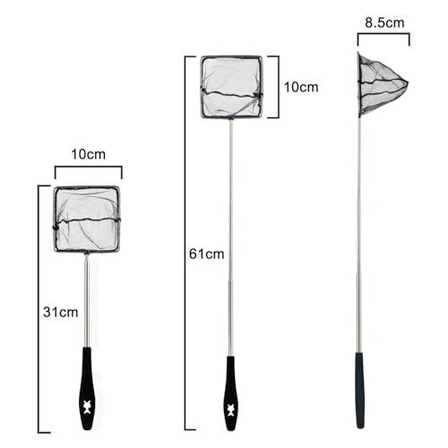 Aquarium Net, Stainless steel Handle Retractable Fish Tank Net, For Catching Small Fish And Shrimp And Cleaning Aquariums - Image 2