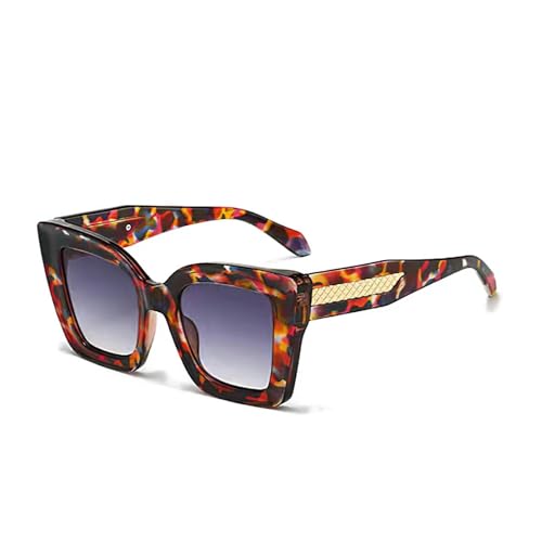Lunettes de soleil vintage pour femmes léopard rouge et doré chic