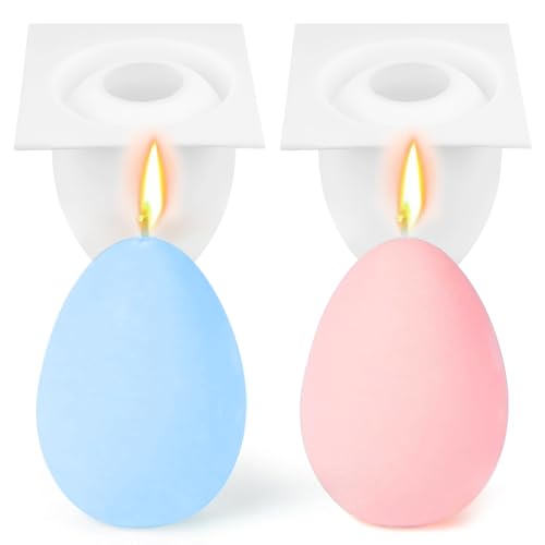 2 Stück Silikonform Ostern - 3D Gießform für Ei Kerzen Schokolade - DIY Osterei Gießformen für Ostergeschenke