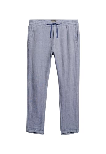 Superdry Herren Leinenhose mit Kordelzug Marineblau/Optik L