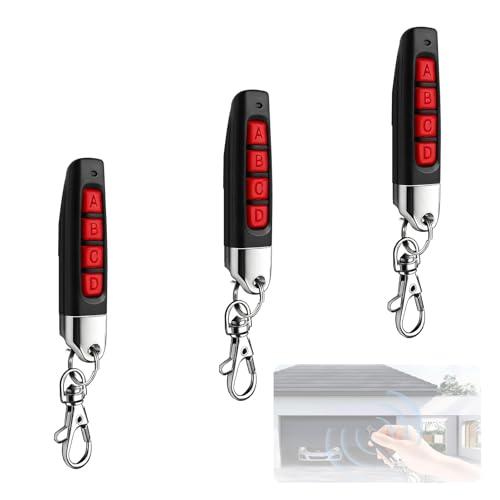 3 Piezas Mando Garaje Universal 433MHz Clonador, Larga Distancia 30M 4 Canales 4 Botones, Duplicador Control Remoto para Puertas de Garaje Portón Cochera, Wireless Portable Garage Door Remote Controls