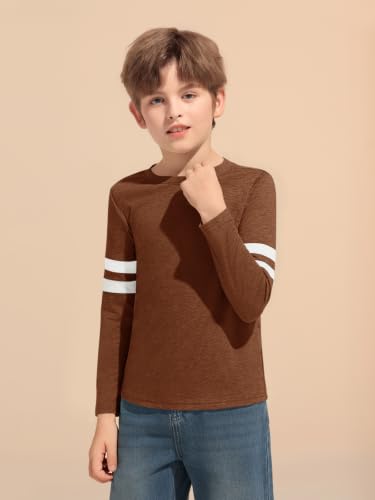 Image of Haloumoning Boys Long Sleeve Shirts Kids Crewneck T Shirts Casual Striped Tops Tees 5-14 Years