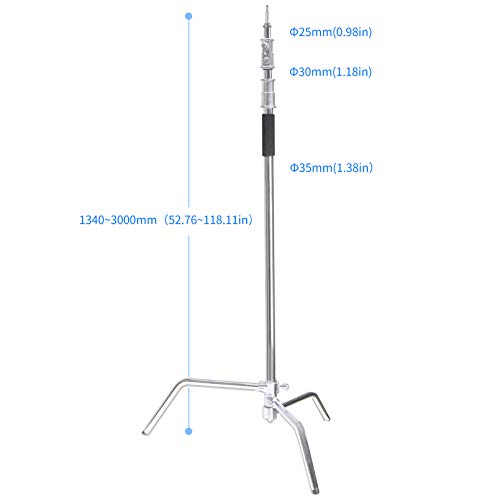 Image of C Stand Photography 10ft / 300cm Adjustable Heavy Duty Light Stand for Photo Video Studio Reflector, Softbox, Monolight and Other Photographic Equipment - Silver