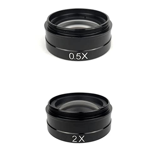 Microscope 0.5X / 2.0X / 0.3X Auxiliary Objective Glass Lens for 80X 300X Lens Industry Video Microscope Camera(0.5X 2.0X)