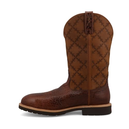 Image of Twisted X Men's 12 inch Western Work Boot, Round Toe Nano Toe with CellStretch, Brown & Squash, 9 EE