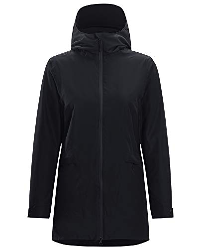 Rain Jacket for Women Waterproof Lightweight Rain Coat Breathable Outdoor Hooded Trench (Black,M)
