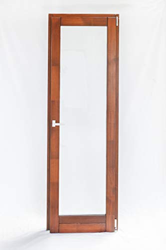 Porta Finestra 1 Anta In Legno con Anta Ribalta - Verniciato in 6 colori a scelta - Vetrocamera bassoemissivo e antifortunio - 4 Misure a scelta (870x2355 (Sinistra), T16 Noce Bruno)